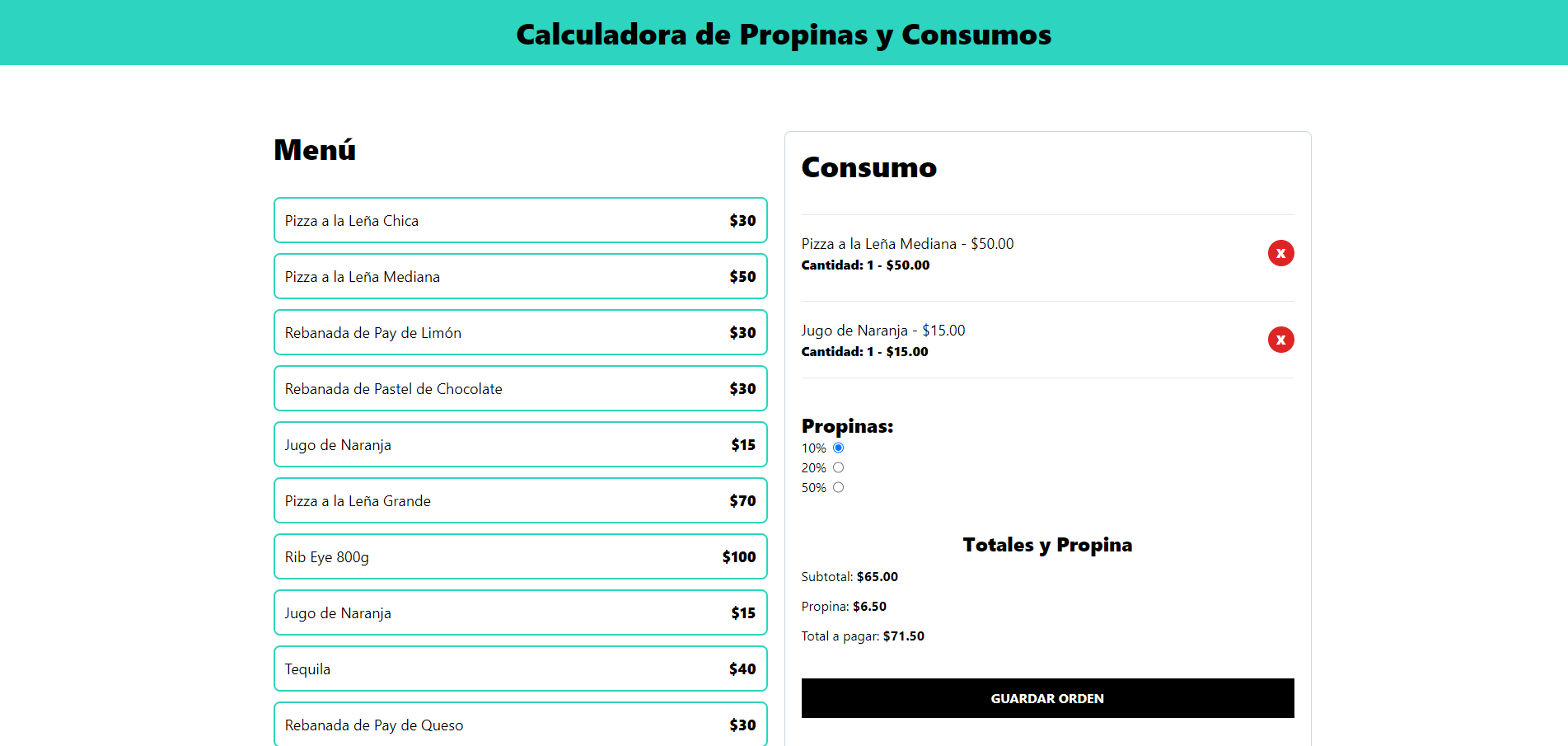 Calculadora Propinas