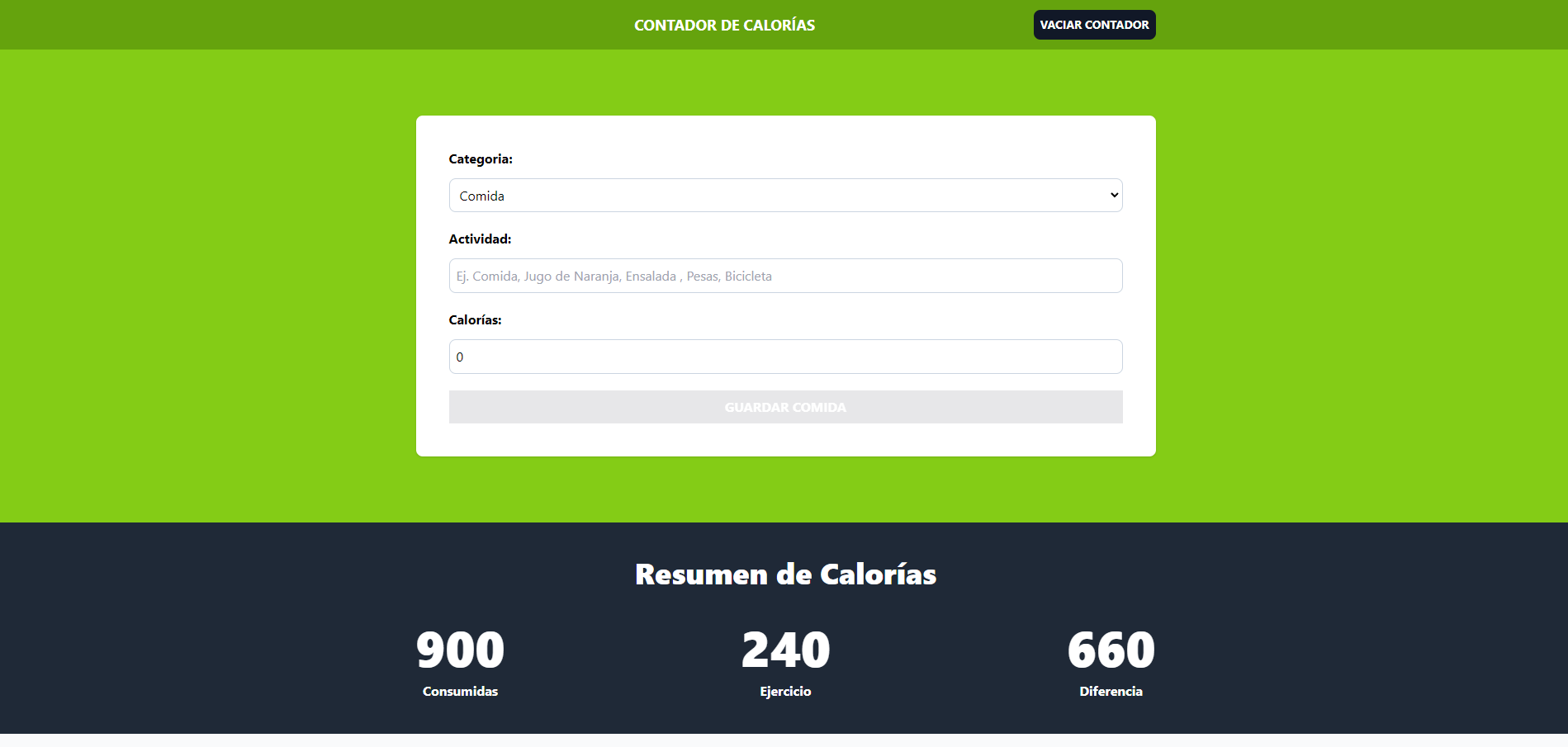 Contador Calorías
