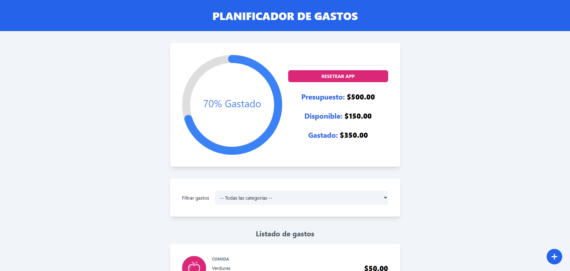 Planificador de Gastos